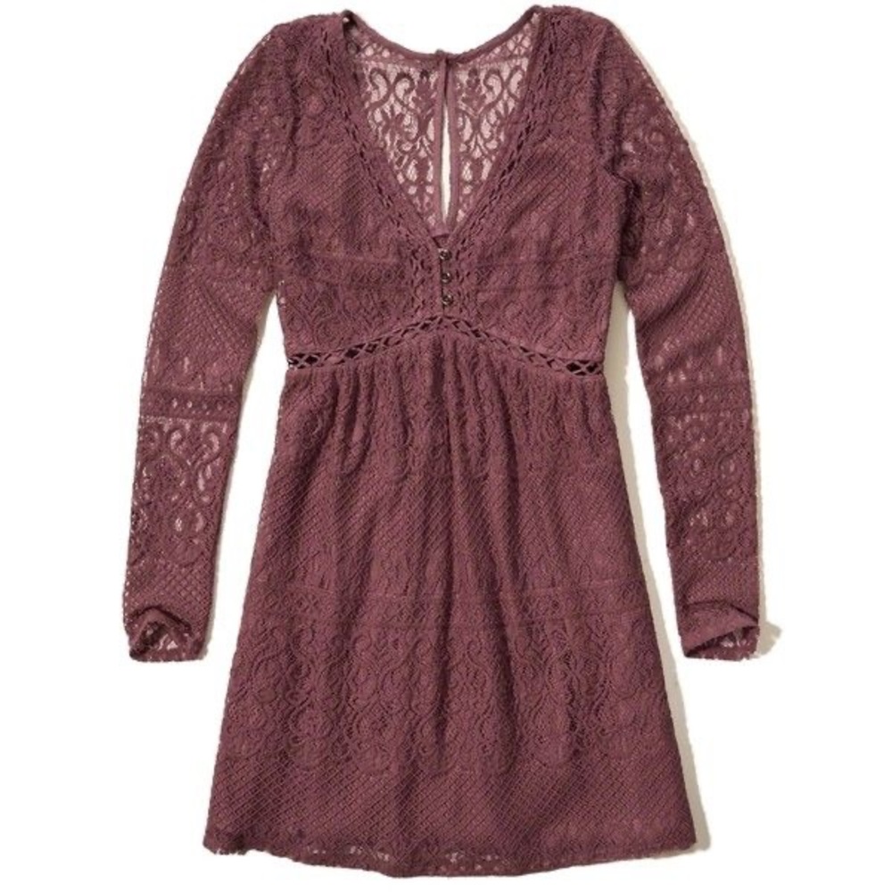 Hollister Pink Lace Long Sleeve Dress